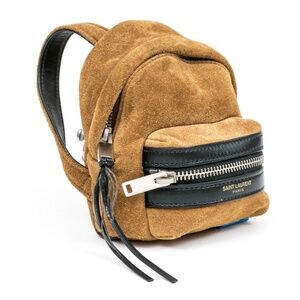 Saint Laurent Brown Suede Mini Backpack Key Holder – 5” 🎒✨